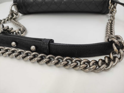 CHANEL Boy Chanel Caviar Leather Chain Shoulder Bag, Black, No. 23
