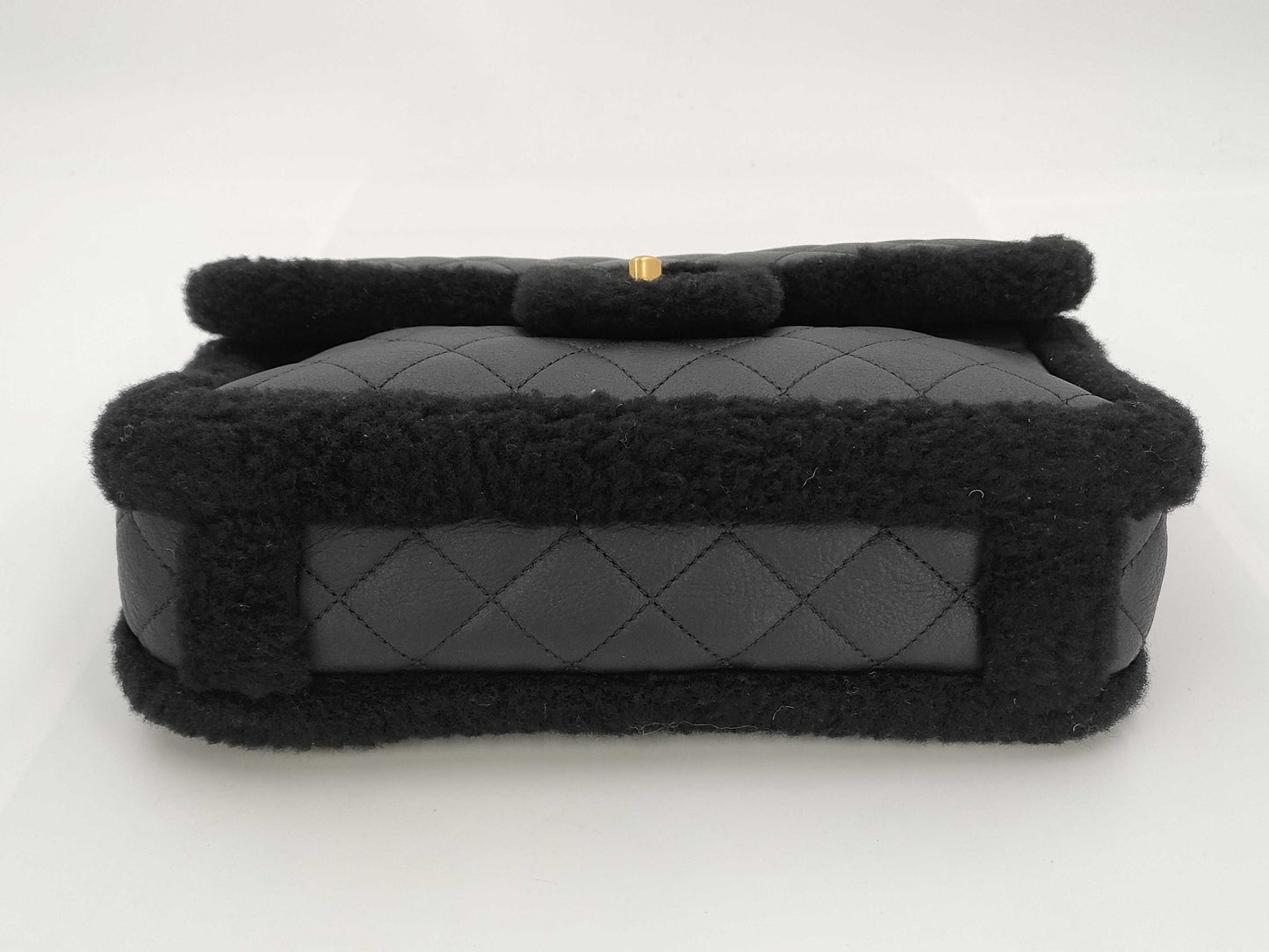 CHANEL Mouton x Leather Black Matelasse IC Shoulder Bag