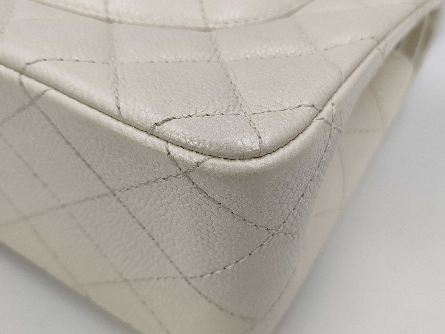 CHANEL Caviar Skin Cream Jumbo Shoulder Bag, Size 20