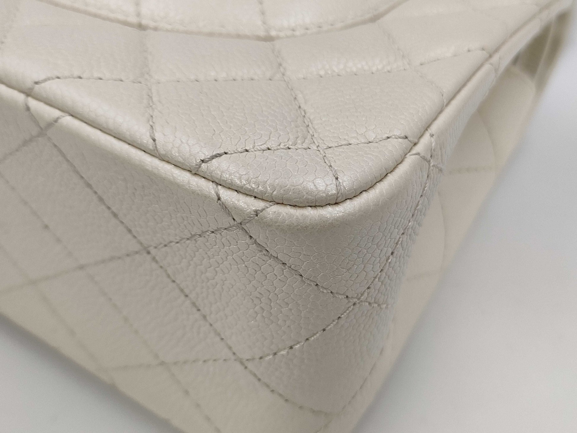 CHANEL Caviar Skin Cream Jumbo Shoulder Bag, Size 20