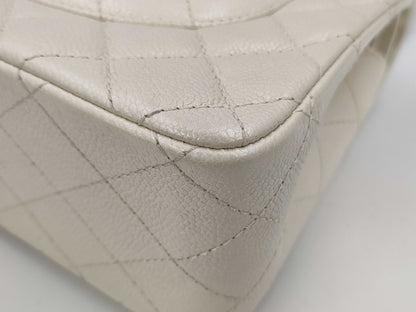 CHANEL Caviar Skin Cream Jumbo Shoulder Bag, Size 20