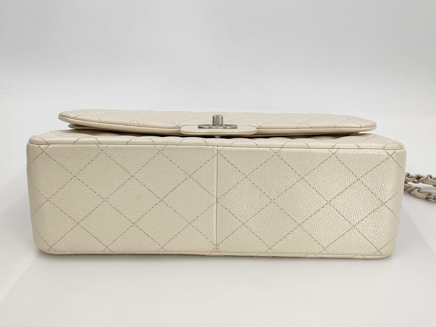 CHANEL Caviar Skin Cream Jumbo Shoulder Bag, Size 20