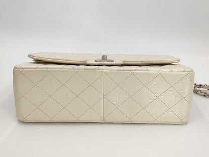 CHANEL Caviar Skin Cream Jumbo Shoulder Bag, Size 20