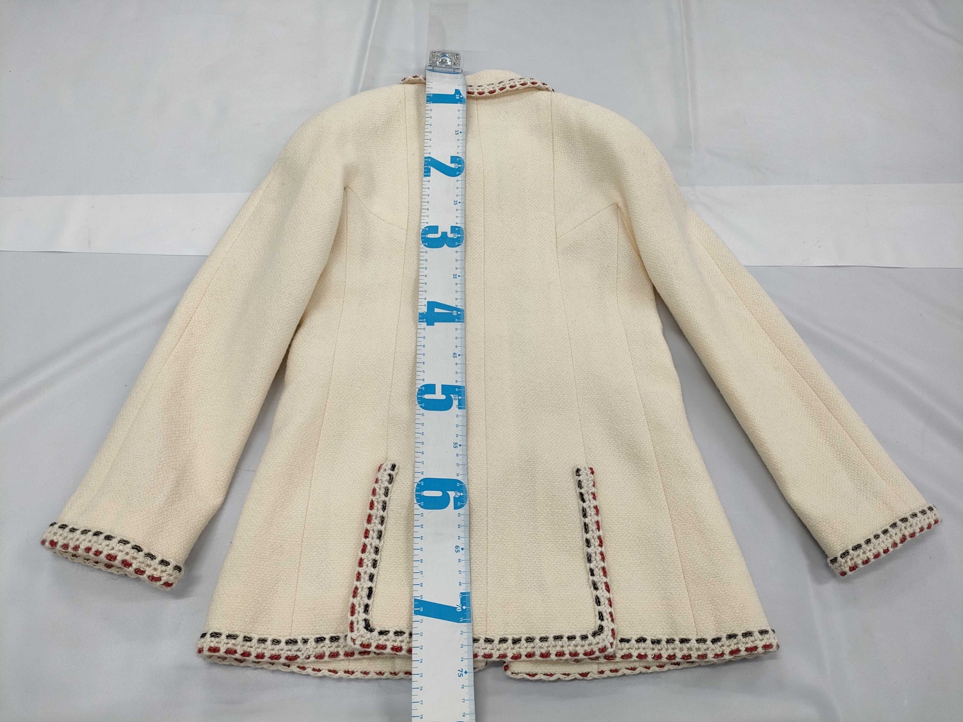 CHANEL CHANEL 18A Trimmed Tweed Jacket Ecru Size 34 Jacket Jacket