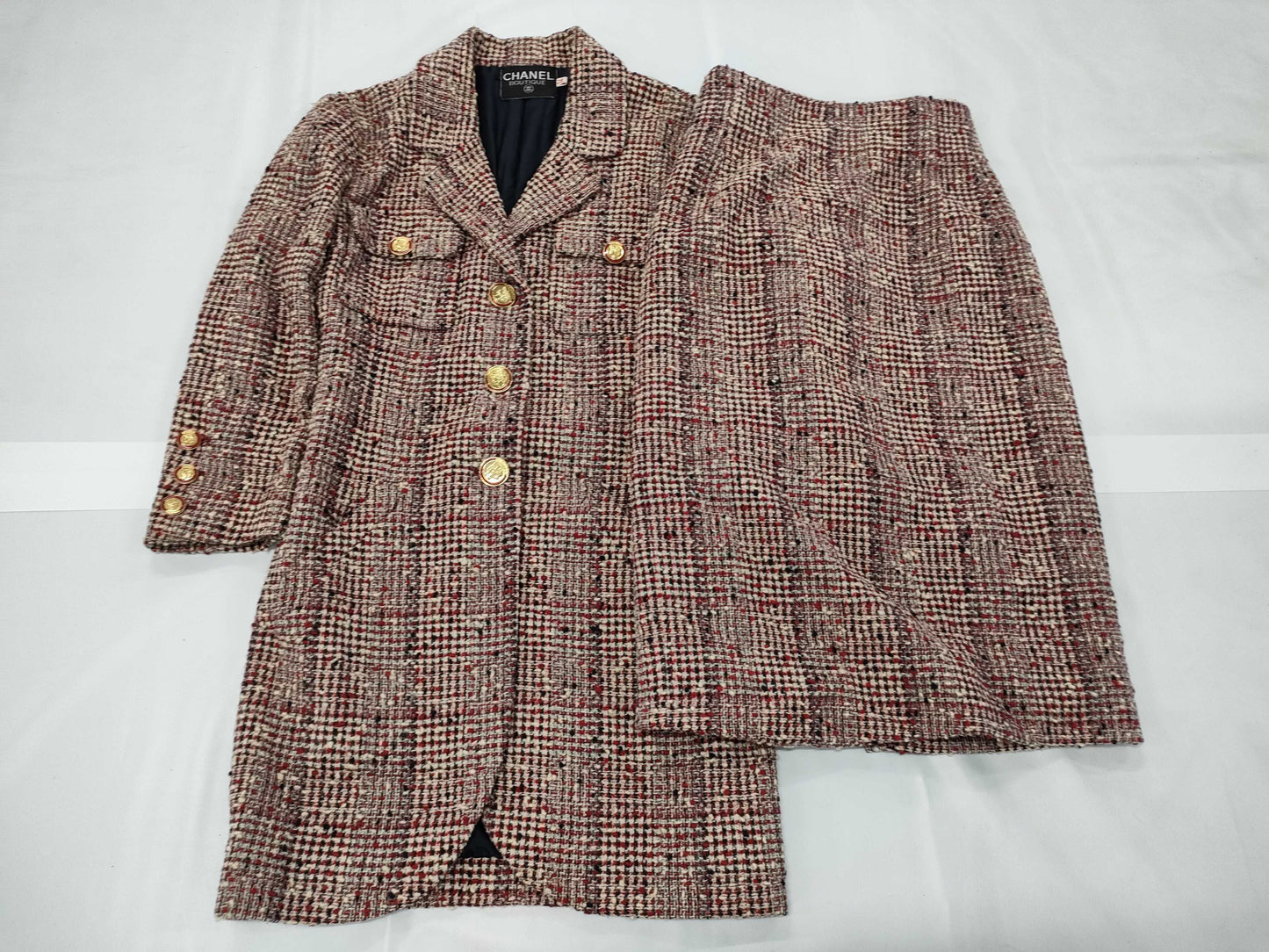CHANEL VINTAGE Tweed Set, Size 34, Jacket, Gold Buttons, Other Apparel