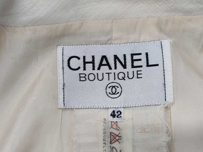 CHANEL VINTAGE Jacket Set, Size 42, White, Coco Mark Buttons, Other Apparel