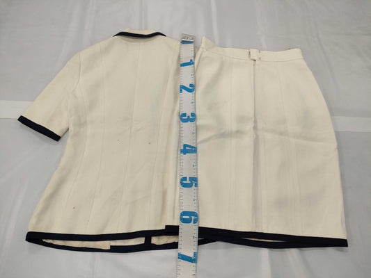 CHANEL VINTAGE Jacket Set, Size 42, White, Coco Mark Buttons, Other Apparel