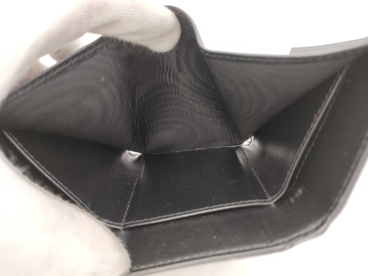 PRADA 1MH021 Leather Trifold Wallet with Triangular Plate, Black, Guarantee and Box Included