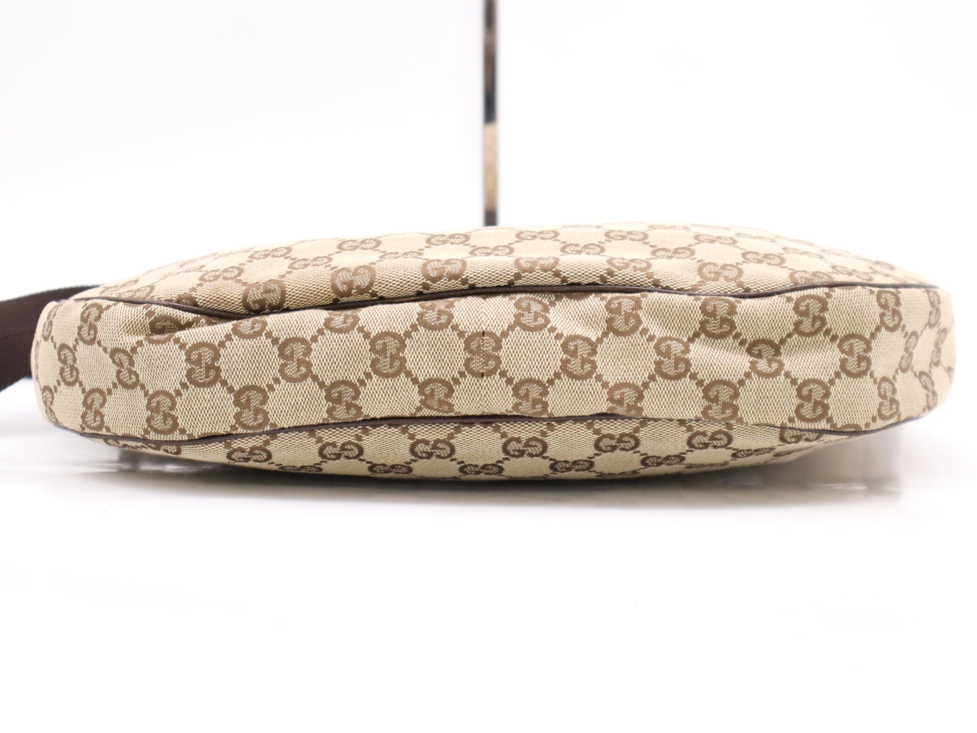 GUCCI 122790GG Canvas and Leather Shoulder Bag Beige Brown Shoulder Bag