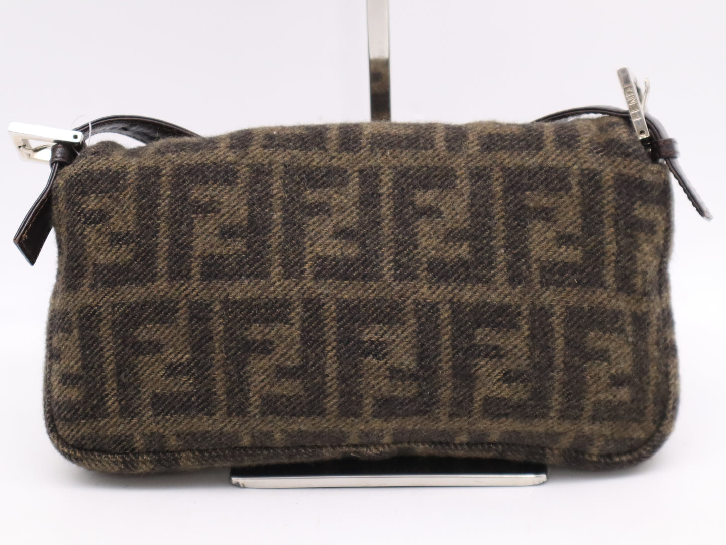 FENDI Wool and Leather Zucca Pattern Mamma Bucket One-Shoulder Bag Beige Brown Shoulder Bag