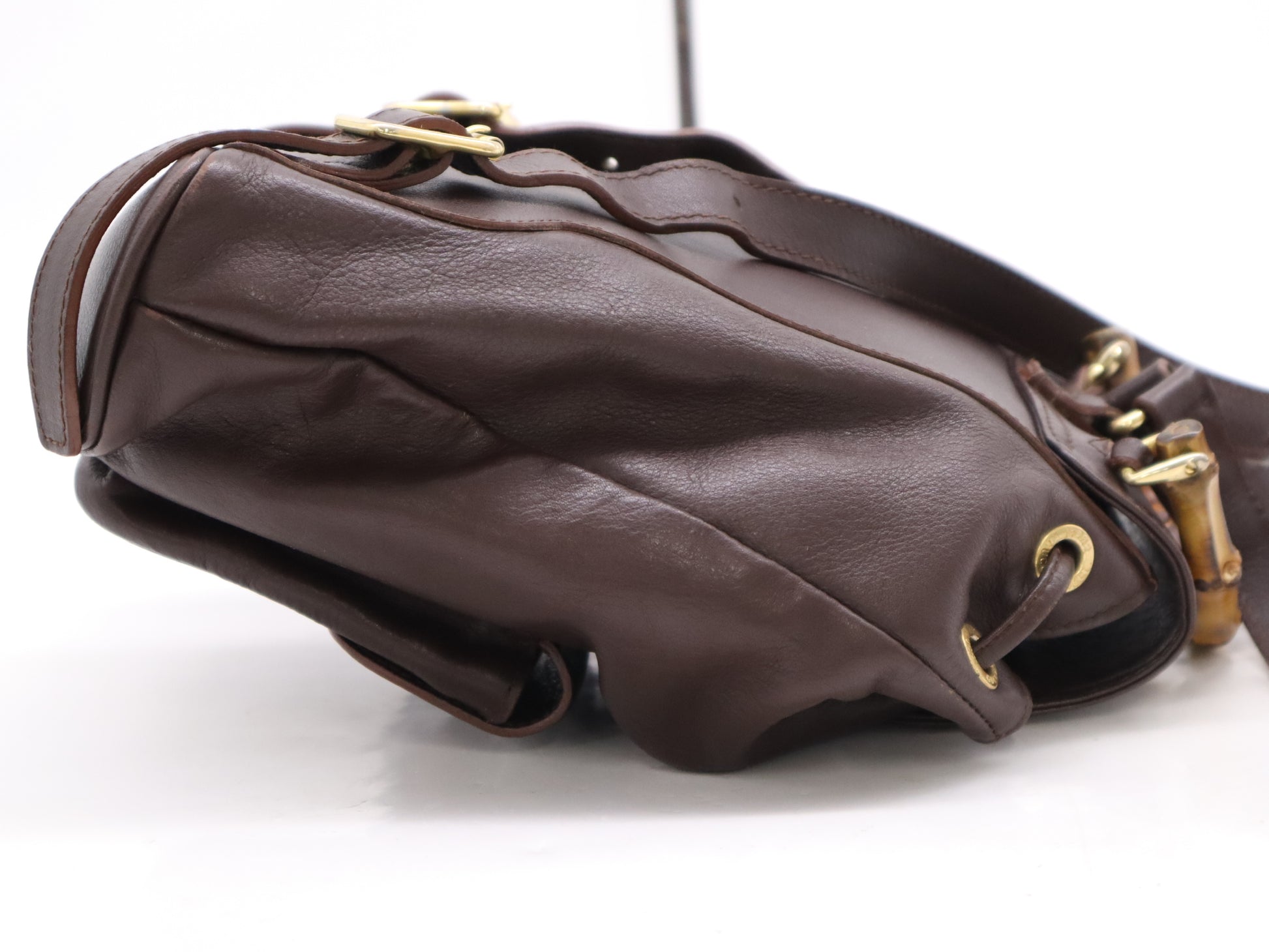 GUCCI 003・2058・0030 Leather Bamboo Backpack Brown
