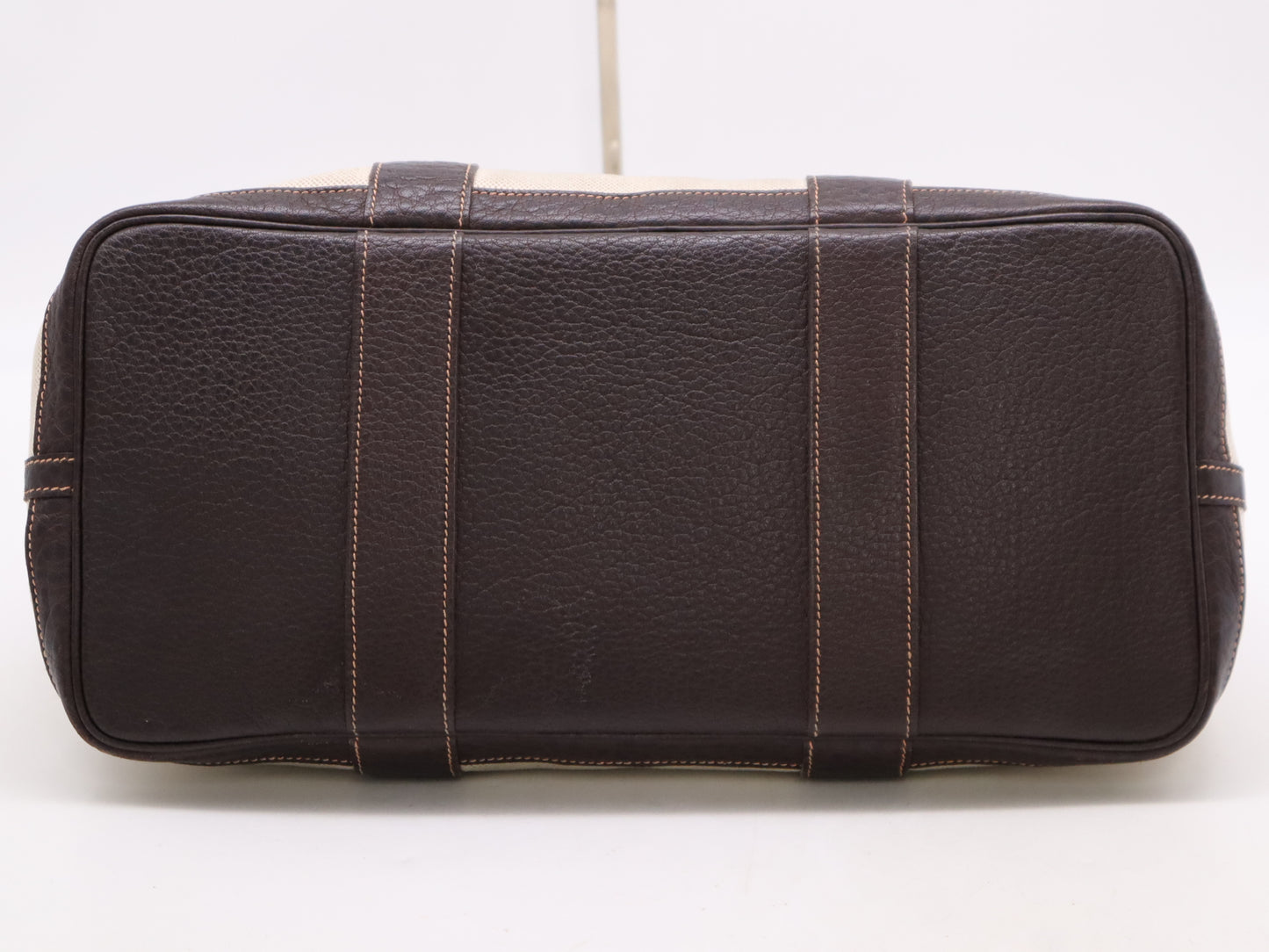 HERMES Toile H Buffle Skipper Tote Bag with "C" Stamp, Garden Party, Optical H, Brown