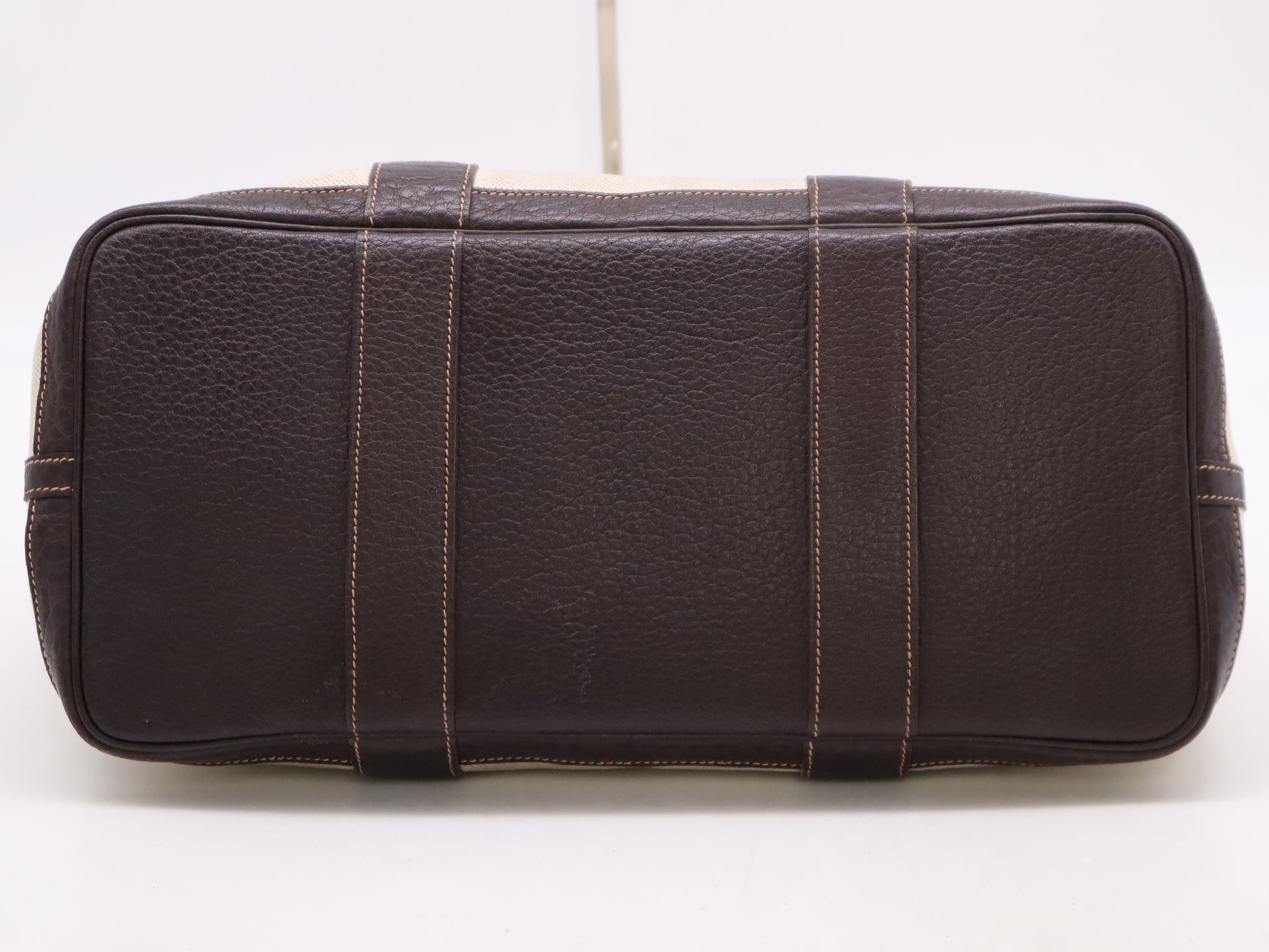 HERMES Toile H Buffle Skipper Tote Bag with "C" Stamp, Garden Party, Optical H, Brown