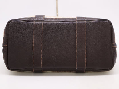 HERMES Toile H Buffle Skipper Tote Bag with "C" Stamp, Garden Party, Optical H, Brown