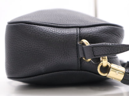 GUCCI 308364 Leather Soho Fringe Interlocking G Shoulder Bag Black