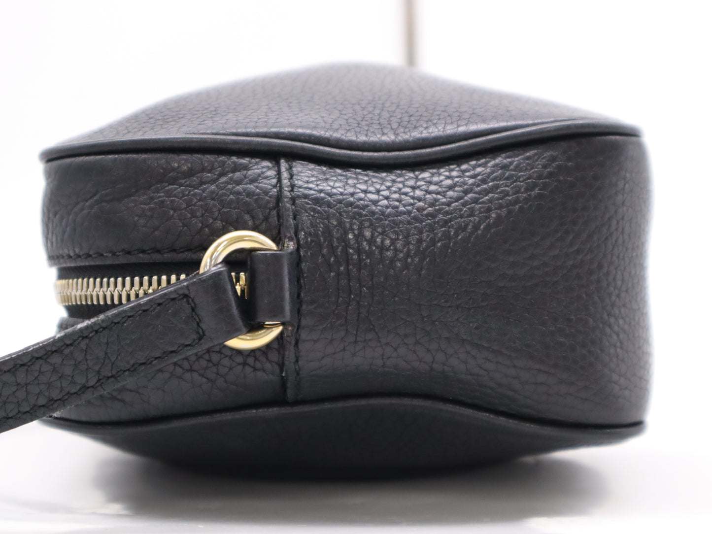 GUCCI 308364 Leather Soho Fringe Interlocking G Shoulder Bag Black