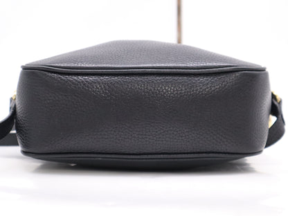 GUCCI 308364 Leather Soho Fringe Interlocking G Shoulder Bag Black