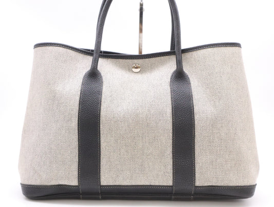 HERMES Garden Party PM Tote Bag 2006 Limited Edition Toile H Leather Tote Bag