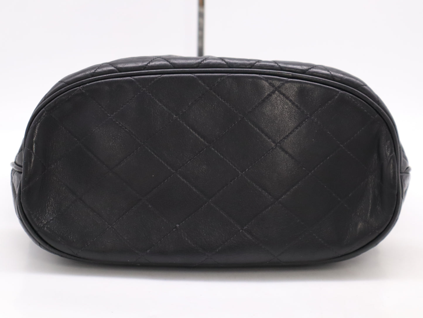 CHANEL Leather Drawstring Chain Shoulder Bag in Black with GD Hardware