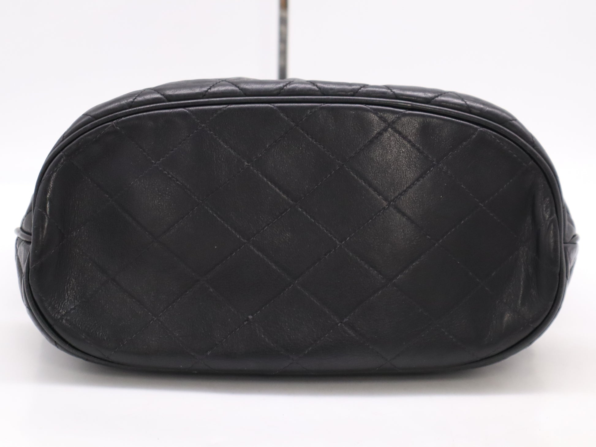 CHANEL Leather Drawstring Chain Shoulder Bag in Black with GD Hardware