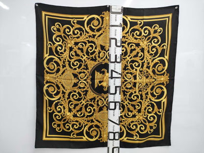 HERMES Silk Carré 90 LES TUILERIES Tuileries Garden Black Scarf