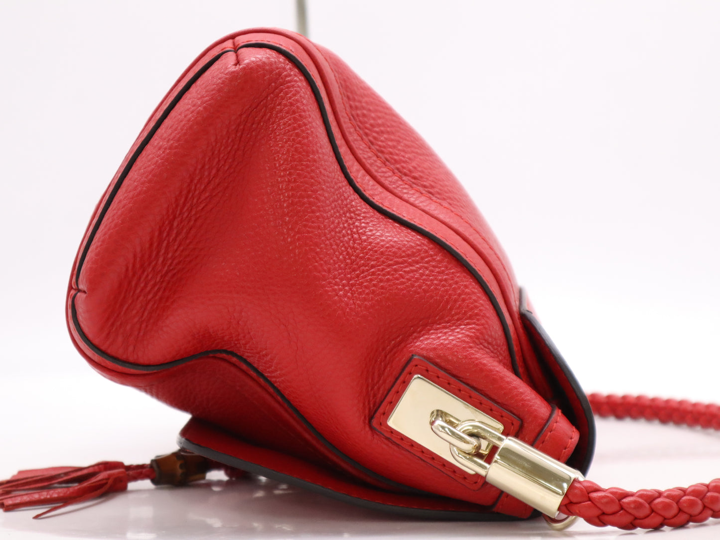 GUCCI 282301 Leather Bella 2-Way Handbag, Red, with Shoulder Strap, 001998 Handbag