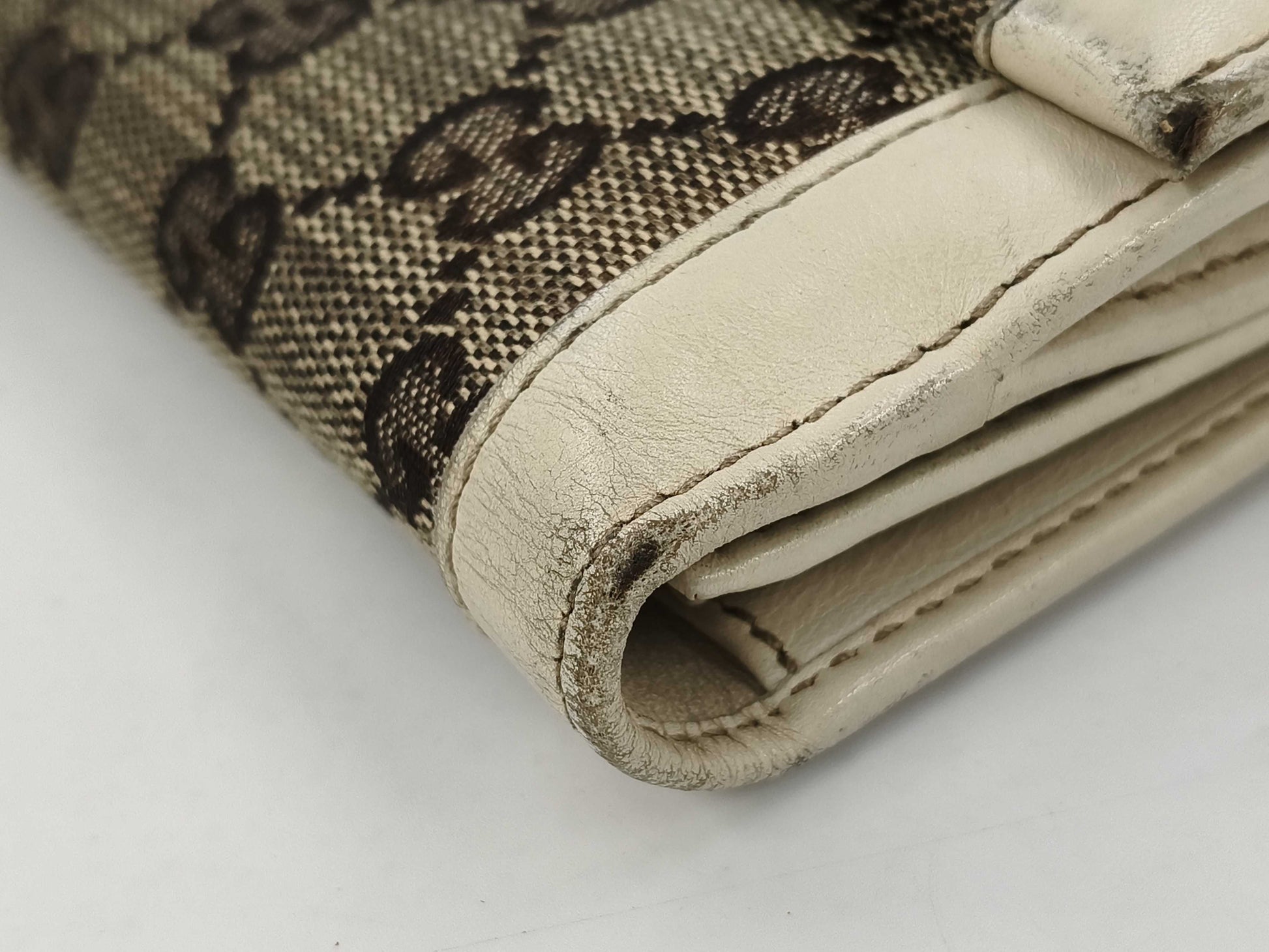 GUCCI 146199 GG Canvas Double Hook Long Wallet, Leather, Canvas, Beige, Ivory, Box Included