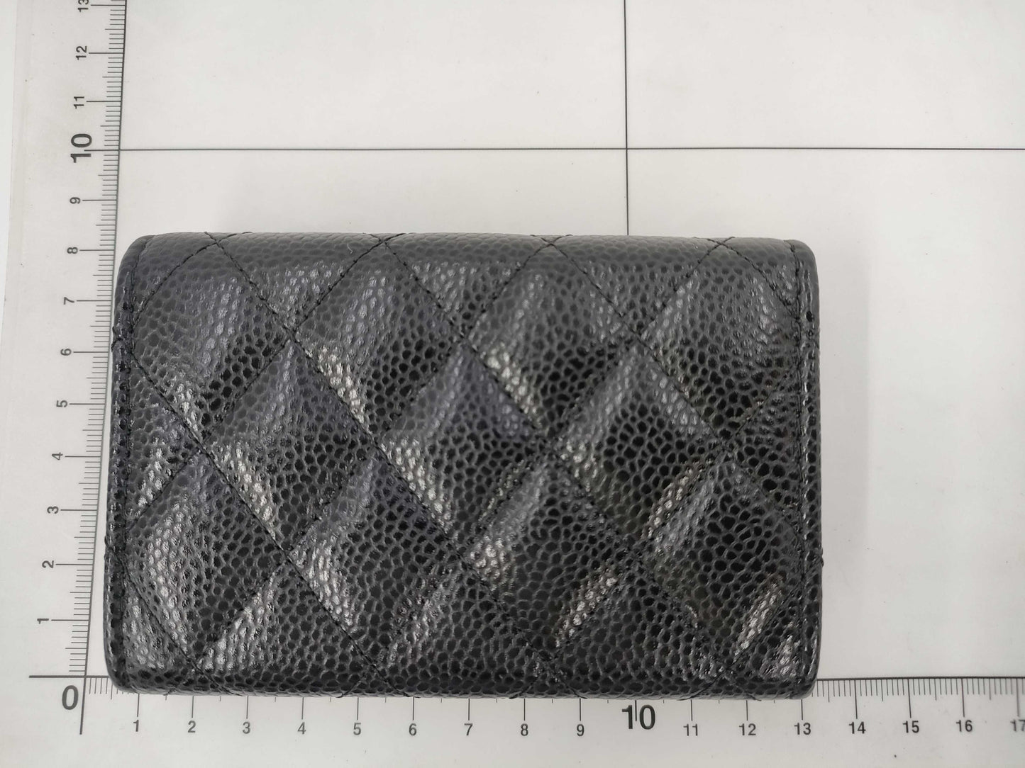 CHANEL Caviar Leather Matelasse Flap Card Case with Silver Hardware and Black Seal, 26850205