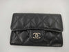 CHANEL Caviar Leather Matelasse Flap Card Case with Silver Hardware and Black Seal, 26850205
