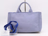 PRADA Leather Gingham Check Canapa Medium Blue Tote Bag with GD Hardware, Shoulder Strap and Card Included