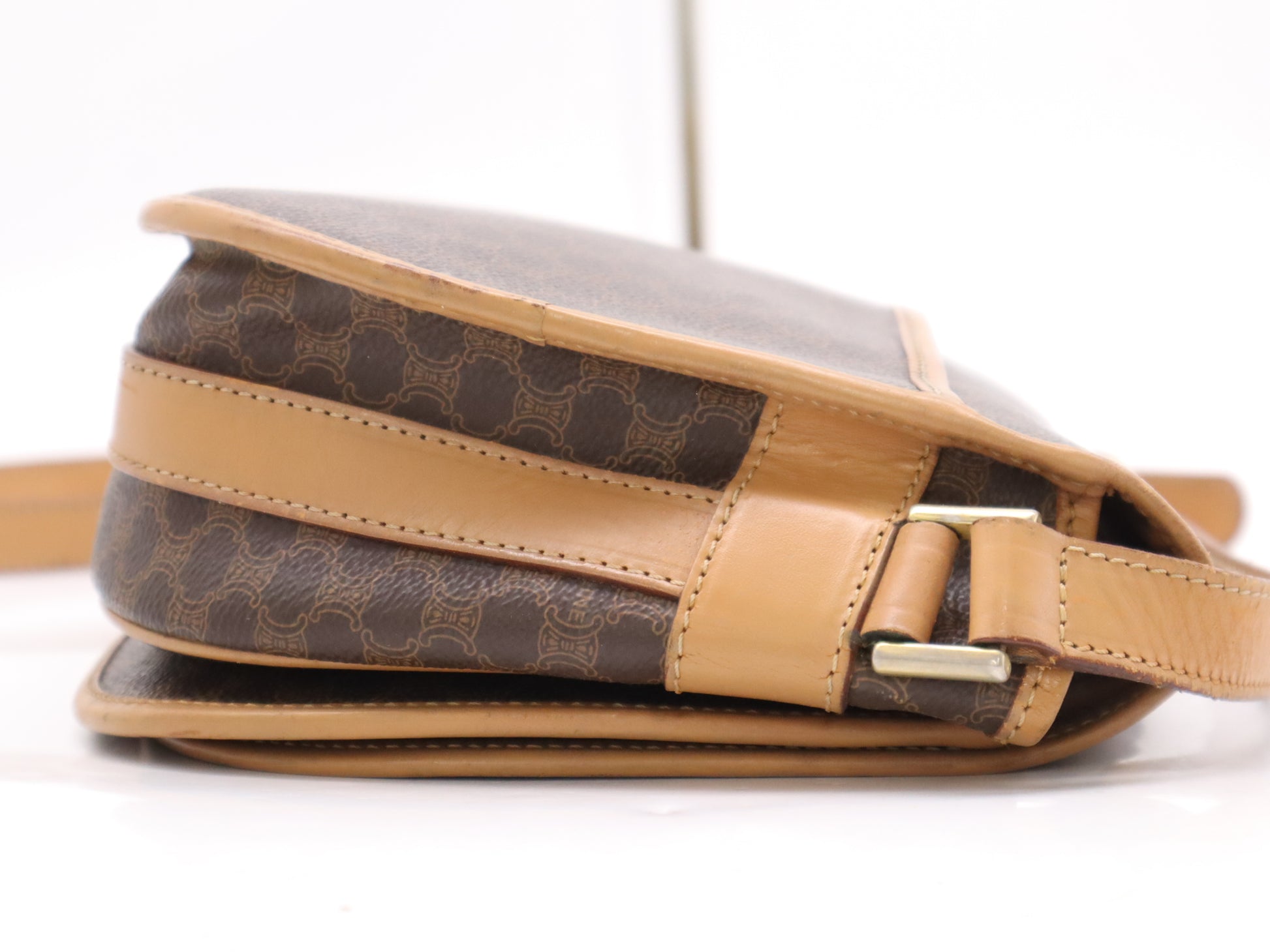 CELINE Macadam Shoulder Bag, Brown, GD Hardware