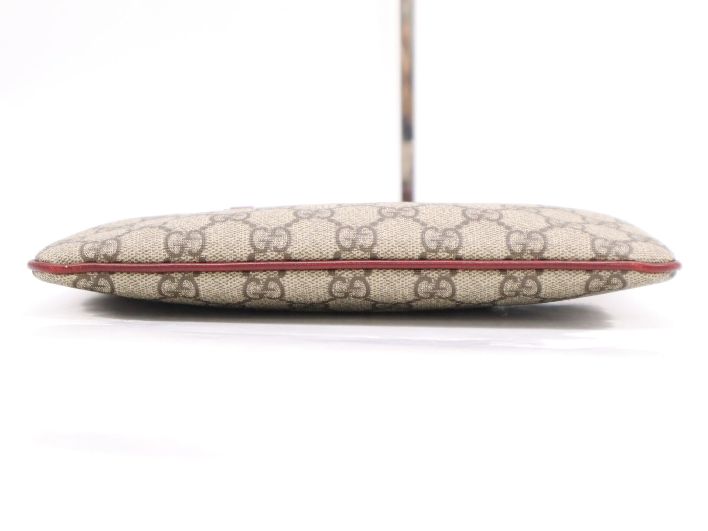 GUCCI Leather GG Supreme Mini Tote Handbag Beige Red Handbag