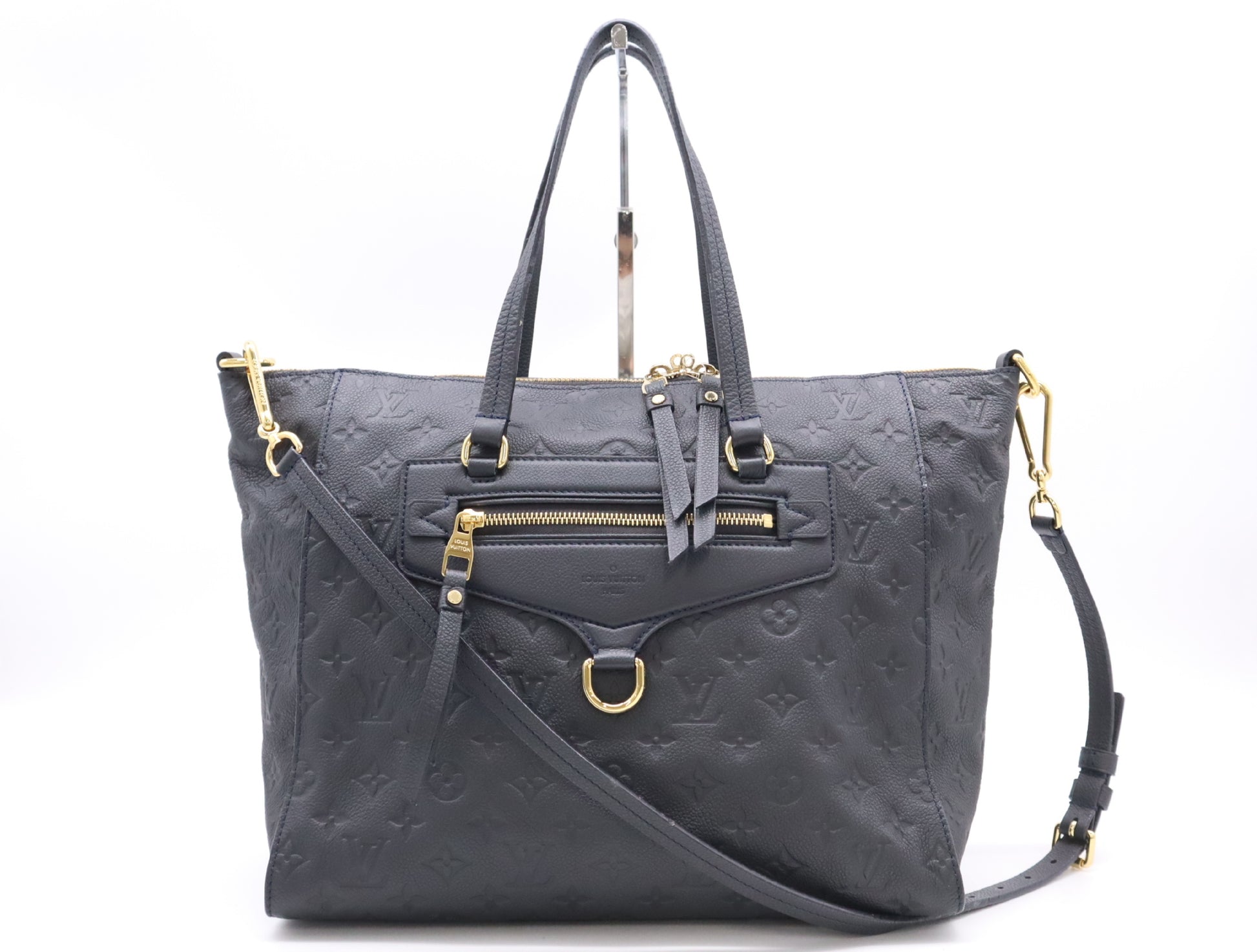 LOUIS VUITTON M41065 Monogram Empreinte Le Migneuse PM Noir Tote Bag with Shoulder Strap
