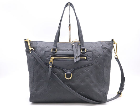 LOUIS VUITTON M41065 Monogram Empreinte Le Migneuse PM Noir Tote Bag with Shoulder Strap