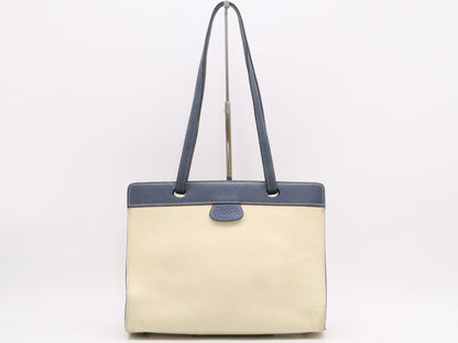 HERMES Leather Museau Shoulder Bag in White and Navy, □E Stamp, 2001