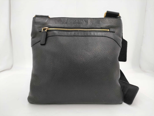 PRADA VA0693 Leather Shoulder Bag Black Shoulder Bag