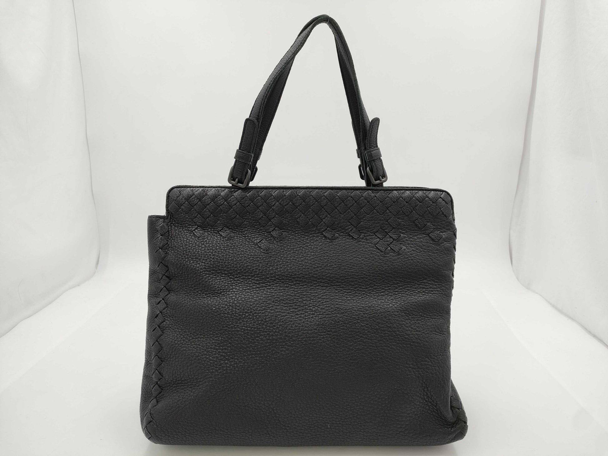 BOTTEGA VENETA Leather Intrecciato Shoulder Bag, Black