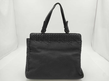 BOTTEGA VENETA Leather Intrecciato Shoulder Bag, Black