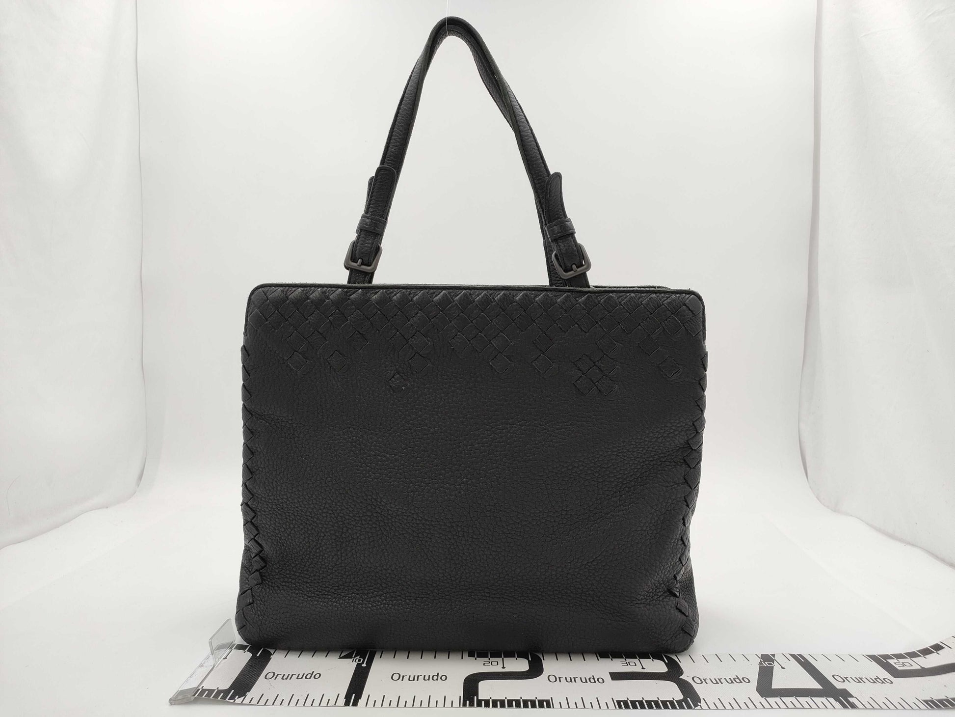 BOTTEGA VENETA Leather Intrecciato Shoulder Bag, Black