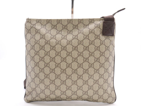 GUCCI Leather GG Supreme Shoulder Bag Brown Shoulder Bag