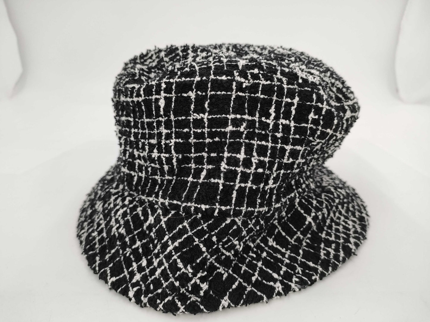 CHANEL Tweed Bucket Hat with Coco Mark, Black, Size: M Other Accessories