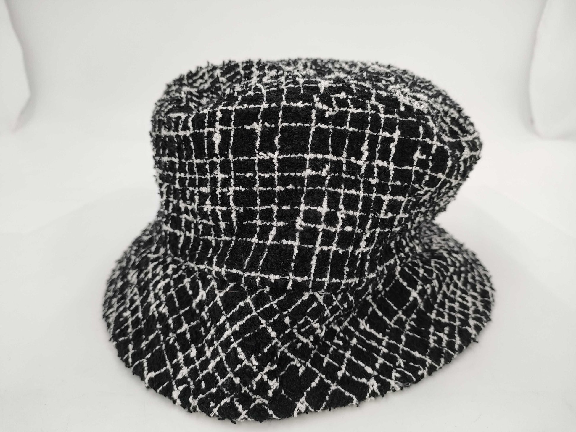 CHANEL Tweed Bucket Hat with Coco Mark, Black, Size: M Other Accessories