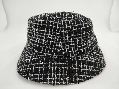 CHANEL Tweed Bucket Hat with Coco Mark, Black, Size: M Other Accessories