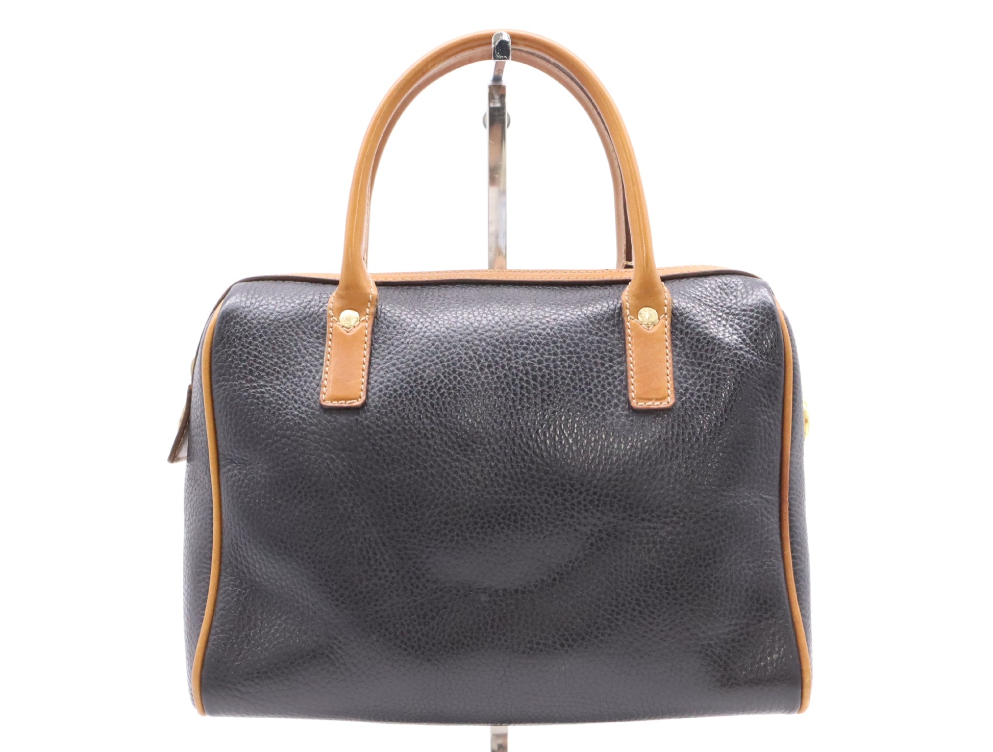 CELINE Leather Handbag Mini Boston Bag with Gancini Logo in Black