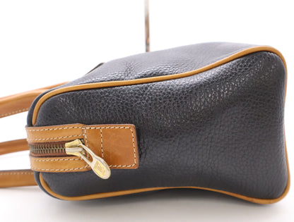 CELINE Leather Handbag Mini Boston Bag with Gancini Logo in Black