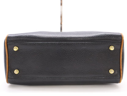 CELINE Leather Handbag Mini Boston Bag with Gancini Logo in Black