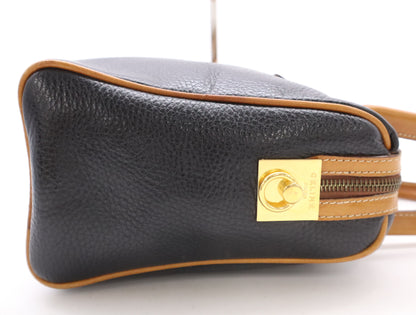 CELINE Leather Handbag Mini Boston Bag with Gancini Logo in Black