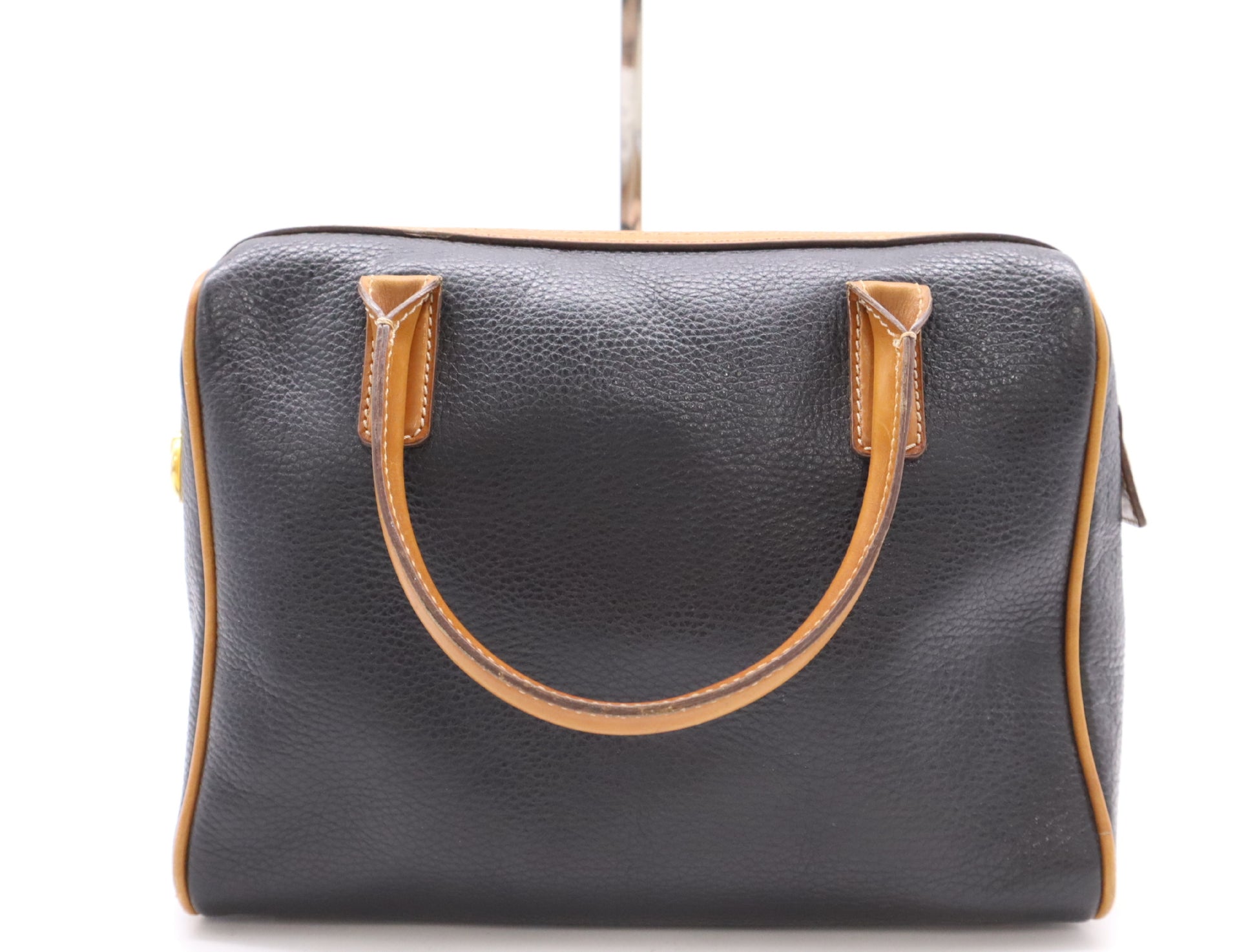 CELINE Leather Handbag Mini Boston Bag with Gancini Logo in Black