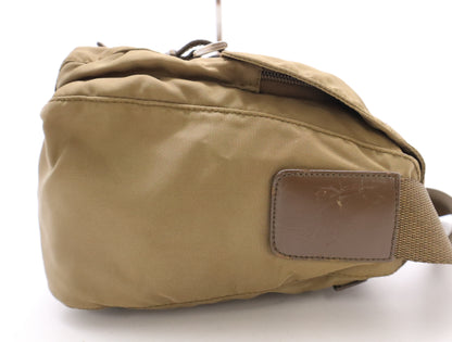 PRADA Nylon and Leather Shoulder Bag, Messenger Bag, Khaki, with Card Holder