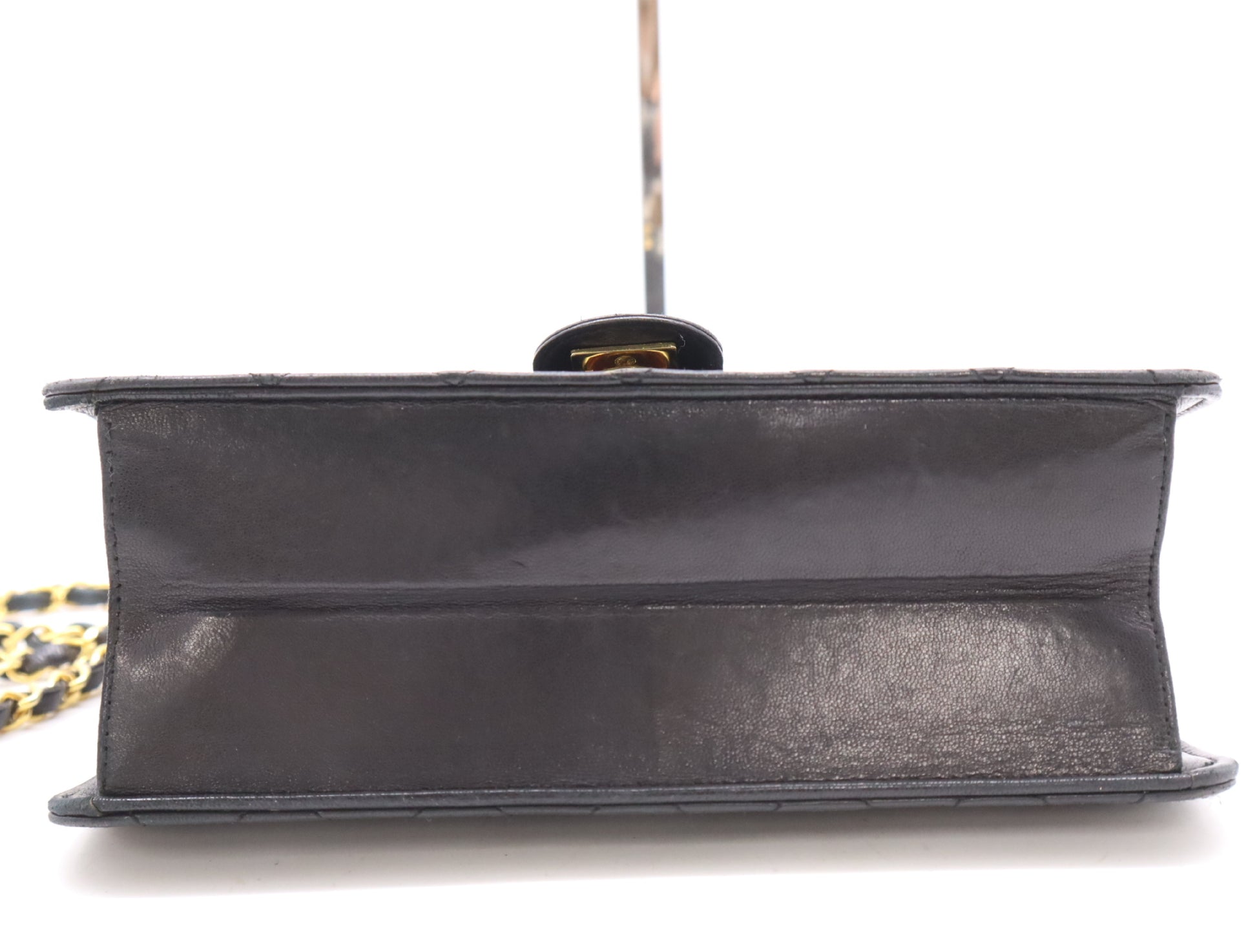 CHANEL Lambskin Matelasse 22 S Flap S Chain Push Lock Gold Hardware Black Shoulder Bag